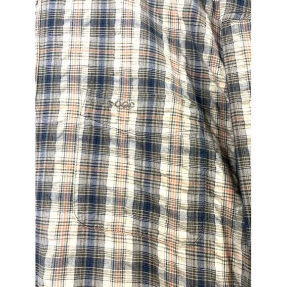 Big Dogs Men's Plaid Short-Sleeve Button-Down Shirt 4X Blue/Beige Cotton Casual - Picture 3 of 6